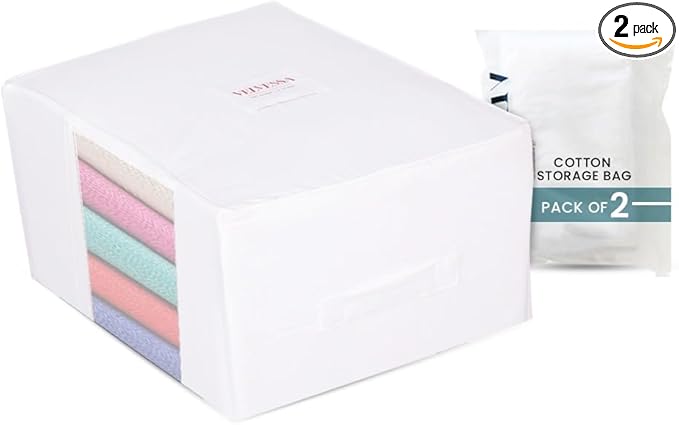 Velvessa Cashmere Sweater Storage Bags | PACK OF 2 |Breathable & Washable Sweater Storage Bags | Suitable Clothes Organizer For Sweaters, Merino Wool, Scarves and more