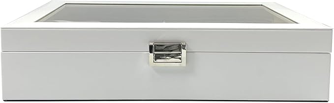UnionPlus 8-Slots Eyeglass Sunglass Glasses Organizer Collector - Faux Leather Storage Case Box for Men Women's Glasses, White