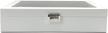 UnionPlus 8-Slots Eyeglass Sunglass Glasses Organizer Collector - Faux Leather Storage Case Box for Men Women's Glasses, White