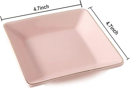 HANKOR Ceramic Jewelry Dish Tray, Decorative Trinket Tray Holder for Ring Earring Key, Gift for Women Girls, 4.7inch, Pink