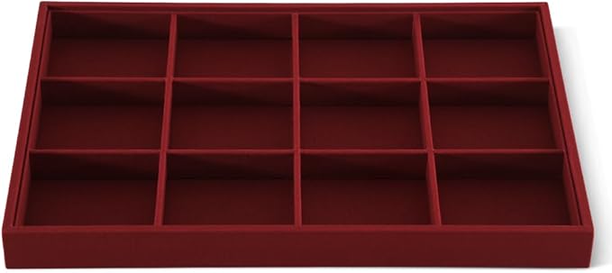 Dansmiy Linen 12 Grid Stackable Bangle Storage Tray, Bracelet Watch Display Tray, Jewelry Shop Counter Showcase Table Top Organizers, Makeup Table Drawer Insert Jewelry Tray