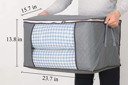 combocube 6Pcs Zippered Storage Bag for Closet King Comforter, pillow, quilt, bedding, Clothes, Blanket Organizers with Large Clear Window & Carry Handles Space Saver