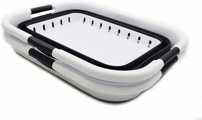 SAMMART 41L (10.8 gallon) Set of 2 Collapsible 3 Handled Plastic Laundry Basket-Foldable Pop Up Storage Container/Organizer-Space Saving Hamper/Basket (2, Black)