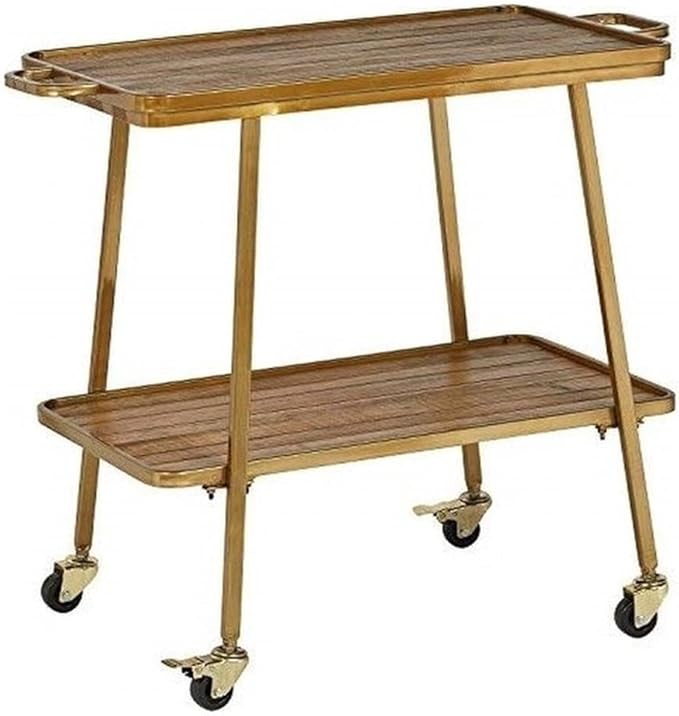 Pemberly Row Modern/Contemporary Felix 2 Tier Bar Cart Gold