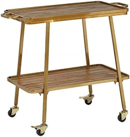 Pemberly Row Modern/Contemporary Felix 2 Tier Bar Cart Gold