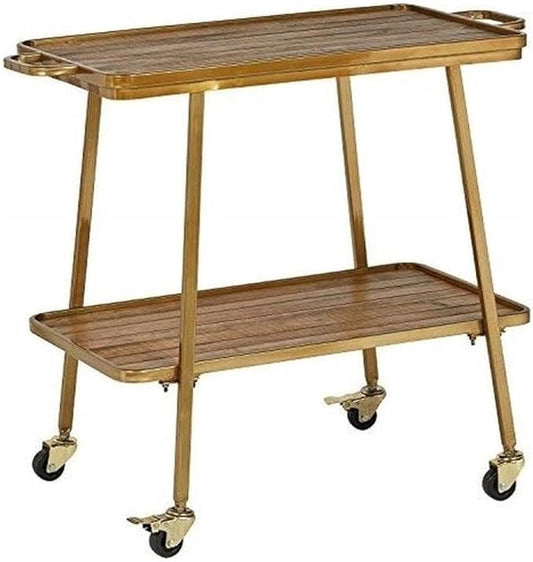 Pemberly Row Modern/Contemporary Felix 2 Tier Bar Cart Gold