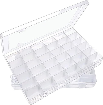 IOOLEEM 2 Pack 36 Grids Plastic Bead Organizer Box, Adjustable Dividers, Sewing Storage, Organizer Container Storage Box, Dividers for Bead Arts and Crafts.