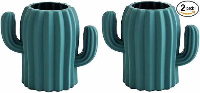Silicone Pen Holder Cactus Pencil Holder Cute Pens Cup for Desk for Kids Office Decor Desk Accessories Pen Pot Desk Organizer (Dark Green,2 Pack)