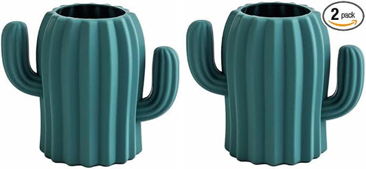 Silicone Pen Holder Cactus Pencil Holder Cute Pens Cup for Desk for Kids Office Decor Desk Accessories Pen Pot Desk Organizer (Dark Green,2 Pack)