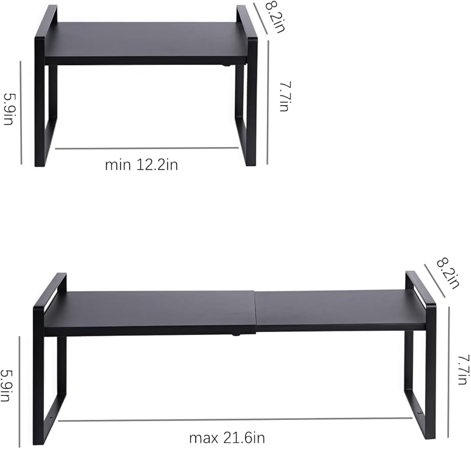 2-Pack Expandable Shelf Organizer for Kitchen Countertop, kitchen organizers and storage，under sink expandable shelf organizer