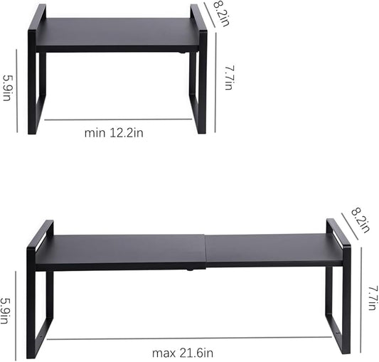 2-Pack Expandable Shelf Organizer for Kitchen Countertop, kitchen organizers and storage，under sink expandable shelf organizer
