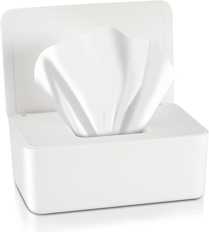 Dryer Sheet Holder with Hinged Lid,Plastic Dryer Sheet Dispenser Container Storage Box Fabric Softener Sheets Holder for Laundry Room Decor(White)