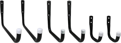 8088E Heavy Duty Steel Garage Storage/Assorted Utility Hooks, 6 Pack, black