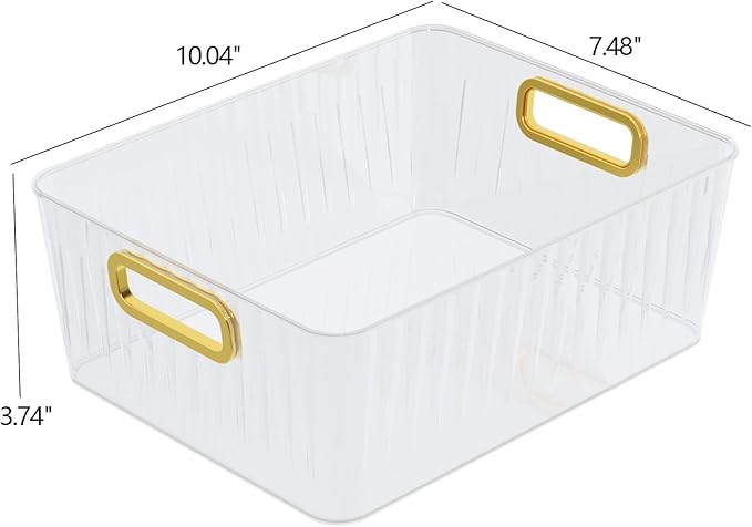 Callyne 6-Pack Clear Plastic Pantry Organizer Bins, Clear Storage Bins for Organizing