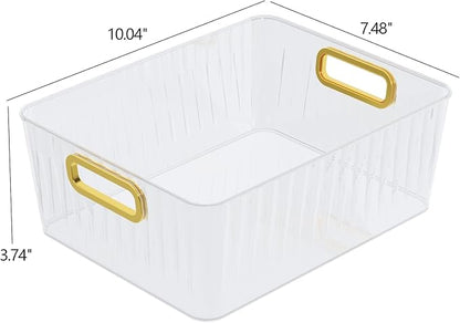 Callyne 6-Pack Clear Plastic Pantry Organizer Bins, Clear Storage Bins for Organizing