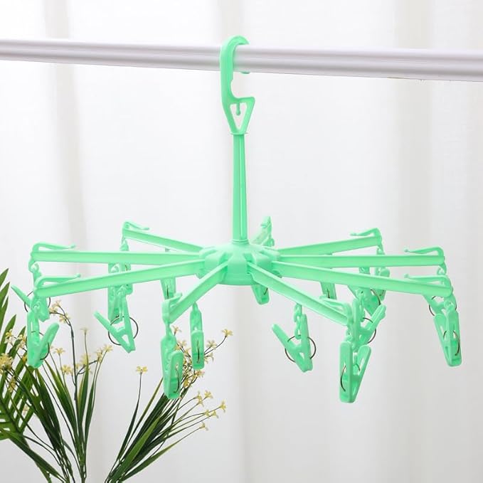 DurReus Foldable Clip Drip Laundry Hanger Portable Plastic Hanging Dryer with 20 Clips for Drying Cloth Diapers,Baby Clothes,Bras,Underwear,Hat,Gloves,Socks