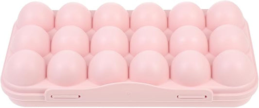 UPKOCH Pink Plastic Egg Container for Refrigerator 18-Egg Storage Organizer with Lid Stackable Holder for Kitchen Fridge Reusable Fresh Box