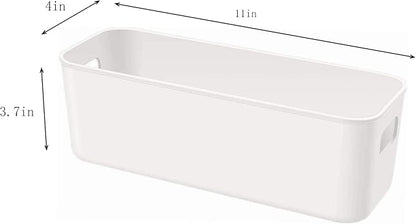 Plastic Storage Bins,Versatile Kitchen Pantry Organization and Storage,for Plastic Storage Container Under Bed,Under Sink Bathroom Organizer (2 Pack Narrow, White)