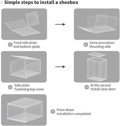 OMOPIN 12 PACK Large Shoe Storage Boxes, Shoe Boxes Clear Plastic Stackable, Shoe Organizer for Size 12 (Clear 12 Pack)