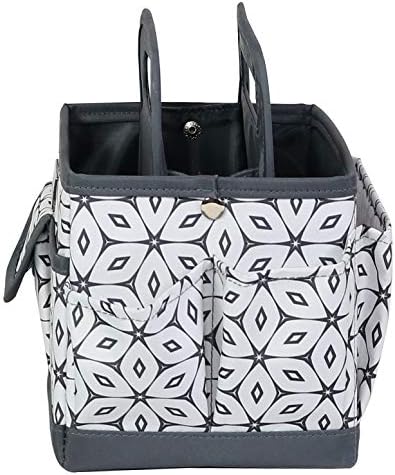 Everything Mary Desktop Tote Organizer – Grey Geometric Craft Caddy – Portable Storage Bag for Sewing, Scrapbooking, Art Supplies & DIY Craft Organization
