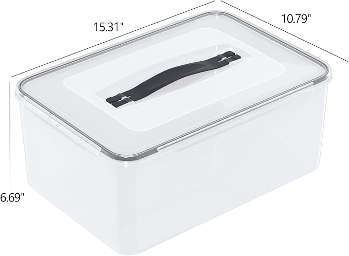 Asking 4-Pack 15 Quart Airtight Food Storage Containers, 14.5 L Clear Pizza Dough Proofing Box with Lid