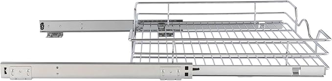 OCG Pull Out Cabinet Organizer (11.75" W x17 D), Pull out Shelves for Kitchen Cabinets, Slide Out Drawers for Base Cabinet Organization in Kitchen Bathroom Pantry, Bottom Mount, Chrome Finish