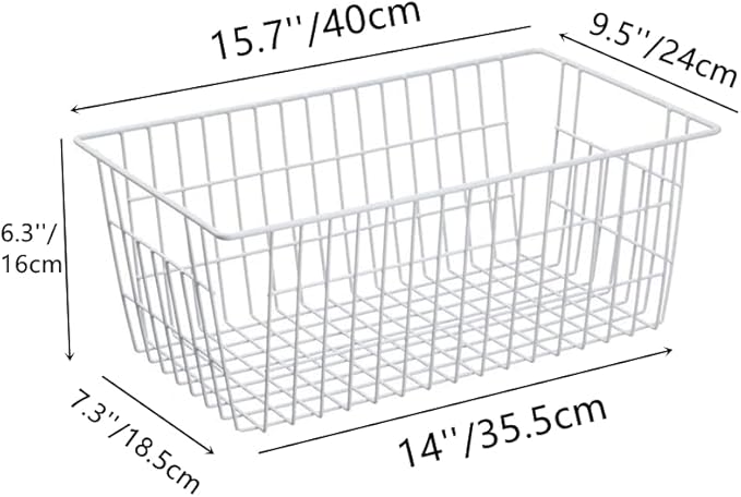 Slideep Farmhouse Freezer Baskets Organizer Storage Bins Large Organizer Baskets for Storage, Office, Bathroom, Pantry Organization Storage Bins Rack with Handles 6 Pack