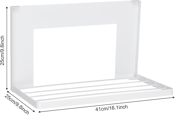 Magnetic Folding Shelf, Magnetic Multi-Purpose Organizer Shelf Magnet Rack Mount on Washing Machine or Fridge, Durable Folding Rack for Laundry Room, Bathroom, Kitchen (White)