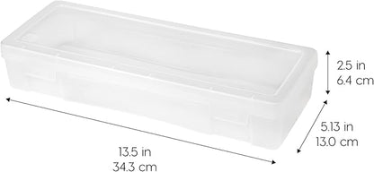 IRIS USA Pencil Case Boxes, 6-Pack, |Made in USA|, Plastic Bead Organizing Containers with Snap Lid for Arts, Crafts, Ephemera, Stickers, & Dance Cheer, Clear - Large