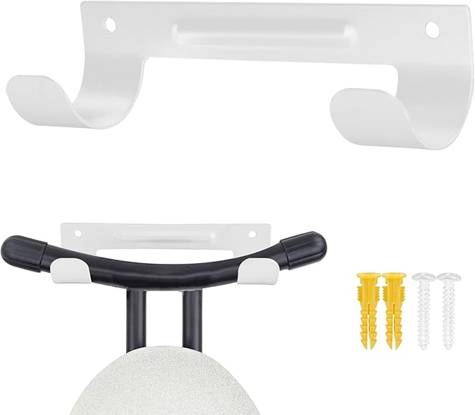 Ironing Board Hanger, Wall Mount Ironing Board Holder with Screws, Iron Boards Hook Storage Organizer Wall Rack for Y-Leg or T-Leg Hanging Shelf for Laundry Room(White)
