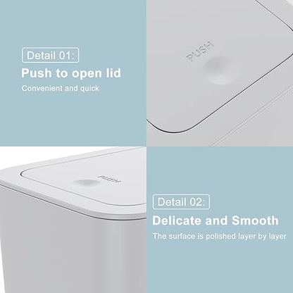 N. NETDOT 3 Pack Small Trash Can with lid, 3 Gallon Bathroom Trash Can,Garbage Can Slim Trash Bin Waste Basket for Bathroom,Kitchen,Bedroom,Living Room,Office,Laundry - Grey