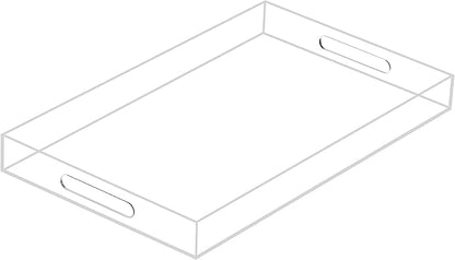 Clear Sturdy Acrylic Serving Tray with Handles 12x20x2H Inches -Spill Proof- Decorative Trays Countertop Organizer for Ottoman Coffee Table Nightstand, sidetable, Breakfast, Tea, Food