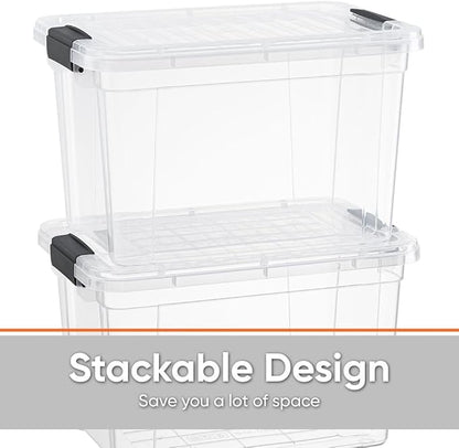 Superio Clear Storage Boxes with Lids, 8.75 Quart Plastic Container Bins for Organizing, Stackable Crates, BPA Free, Non Toxic, Odor Free, Organizers for Home, Office and Dorm, 8 Pack