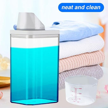 Laundry Detergent Dispenser for Laundry Room Organization and Storage, Laundry Soap Dispenser Laundry Detergent Bottle with Laundry Detergent Cup, BPA Free & PET Plastic Clear (1100ML)