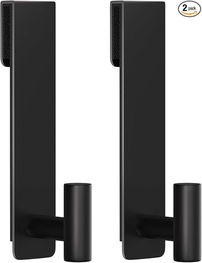 HUFEEOH Shower Towel Hooks, 7.5-Inch Extended Over Glass Shower Door Hanger for Towels & Robes, Rustproof Bathroom Towel Rack, 2-Pack (Black, T Shape)