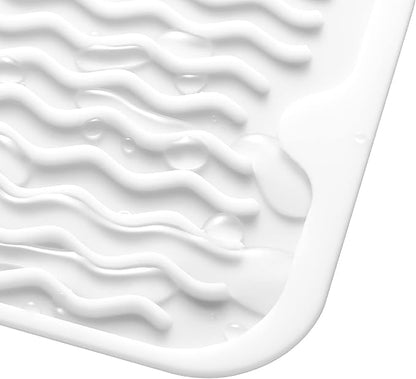 Silicone Dish Drying Mat for Multiple Usage,Easy clean,Eco-friendly,Heat-resistant Silicone Mat for Kitchen Counter or Sink,Refrigerator or Drawer Liner White S 12 inches x 6 inches