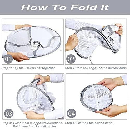 Looca 3-Tier Folded Mesh Clothes Hanging Dryer Sweater Drying Rack 30.3" L * 24.5" W*30.7" H