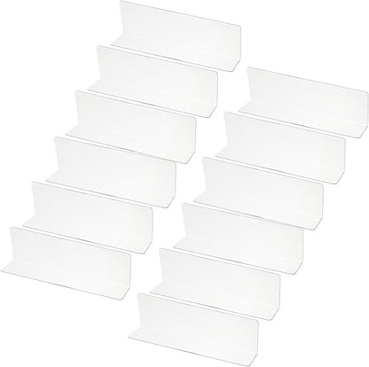 PATIKIL 12 Pack Shelf Dividers for Closet Organization, 7.9x1.18x2.4 Acrylic Closets Separator Kitchen Cabinet Shelves Under Bed Blocker for Bedroom Kitchen Office, Clear