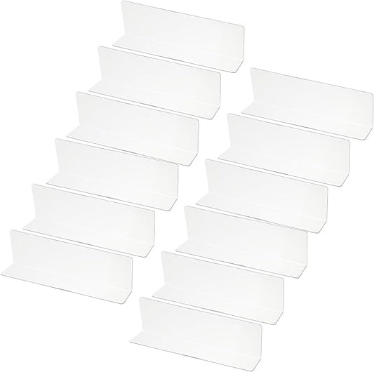 PATIKIL 12 Pack Shelf Dividers for Closet Organization, 7.9x1.18x2.4 Acrylic Closets Separator Kitchen Cabinet Shelves Under Bed Blocker for Bedroom Kitchen Office, Clear