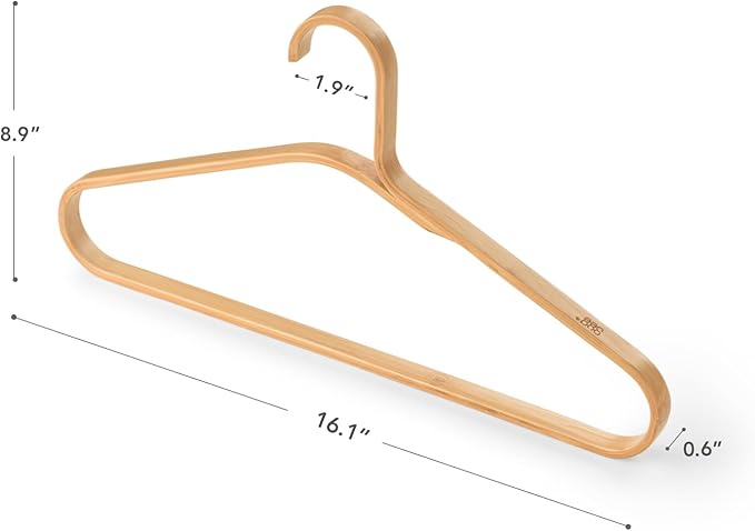 GUDEE CAKON Set of 3 Bamboo Hangers – Eco-Friendly, Strong & Durable Clothes Hangers (Natural)