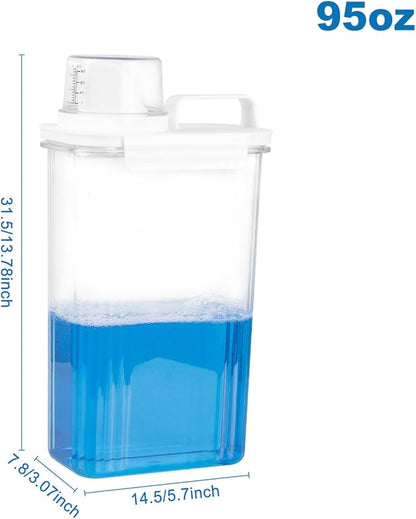 95oz Laundry Detergent Container, 2 Pack Plastic Liquid Detergent Dispenser for Laundry Room Powder,Soap,Fabric Softener, Scent Beads Storage and Organization,with 5 Labels.(3, 95oz)