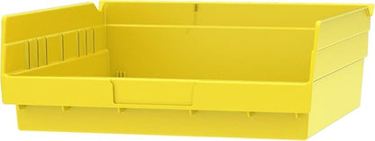 Akro-Mils 30170 Plastic Shelf Bins, Heavy Duty Storage Bins for Garage, Closet, and Drawer Organization, 12-Inch x 11-Inch x 4-Inch, Yellow, 12-Pack