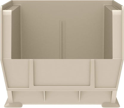 Akro-Mils 30240 AkroBins Plastic Storage Bins, Space-Saving Stackable Bins for Garage, Pantry, Craft Organization, 15" x 8" x 7", Stone, 12-Pack