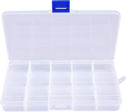 Lawei 15 Pack Plastic Jewelry Box - 15 Grid Organizer Storage Box with Adjustable Dividers Plastic Compartment Container for Bead Jewelry Craft Tackles