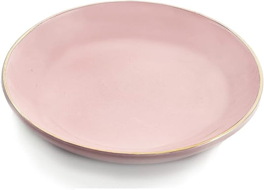 HANKOR 4.75" Ceramic Jewelry Tray, Small Ring Dish Holder Trinket Tray, Catch All Trays for Ring Earring Necklace Key, Christmas Gifts for Women Girls, Pink