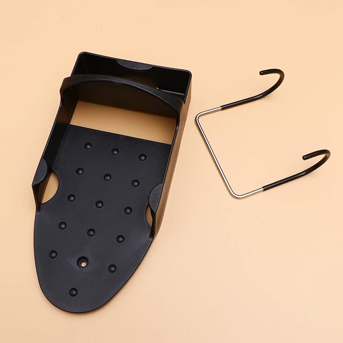 1pc Stainless Steel Ironing Board Holder Double Hook Wall-Mounted Rack for Use Iron Board Shelf Compact Design Black
