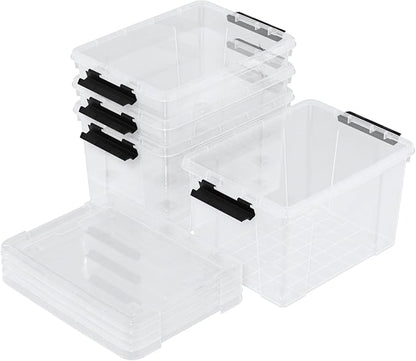 Neadas 22 Quart Plastic Clear Storage Box with Wheels, Plastic Storage Bins with Lids, Latching Bins, 4 Packs