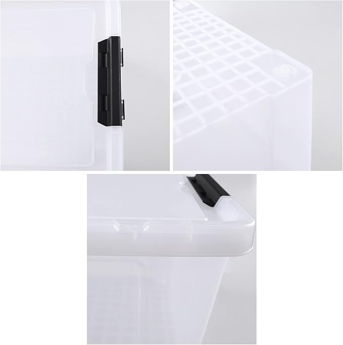 Minekkyes 4-Pack 34 Quart Clear Latching Box Totes, Plastic Storage Bin