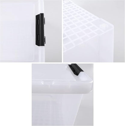 Minekkyes 4-Pack 34 Quart Clear Latching Box Totes, Plastic Storage Bin