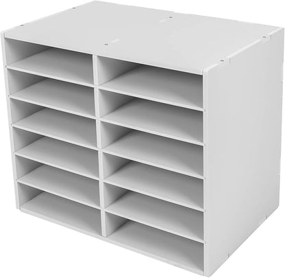 Gdrasuya10 12 Compartments Literature Organizer Adjustable File Sorter Organizer Desktop Document Storage Shelves Classroom Mailbox Office Paper Storage Holder Literature Sorter Cabinet